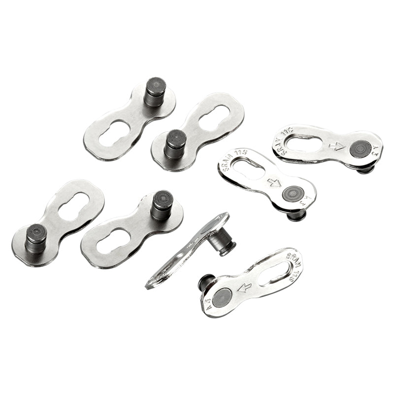samleled fra SRAM PowerLock 11 speed. 4 stk. (sølv). Passer ikke på Shimano kæder. Re-usable