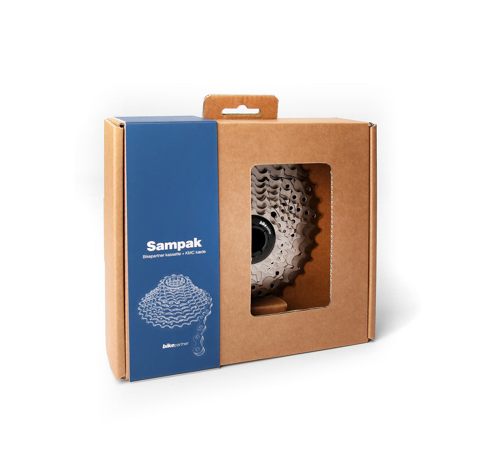 Sampak Bikepartner 9sp 11-28t Road med KMC X9 1/2x11/128" sølv/grå 114led kæde 11-13-15-17-19-21-23-25-28t