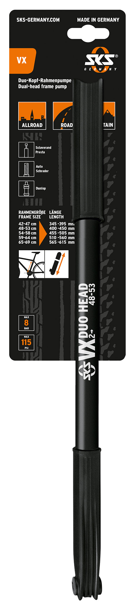 SKS VX 2 pumpe 400-450mm AVFVDV 6 bar 87 psi sort