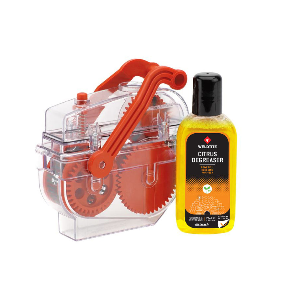 Kæderenseboks inkl. 75 ml Citrus degreaser Chain Cleaning Machine Dirtwash Weldtite