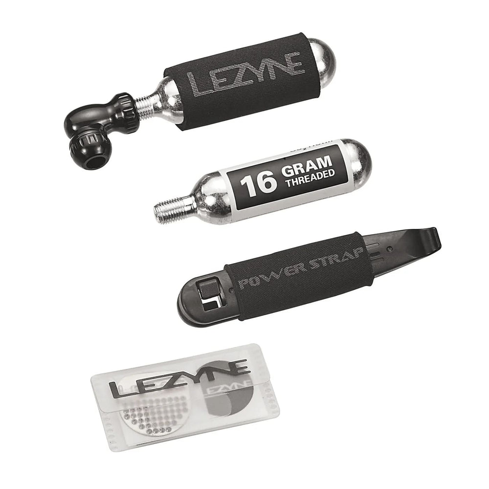 Lezyne Repair Kit m. CO2 pumpehoved, 2x16g CO2 patroner, 2x dækjern og lappegrej
