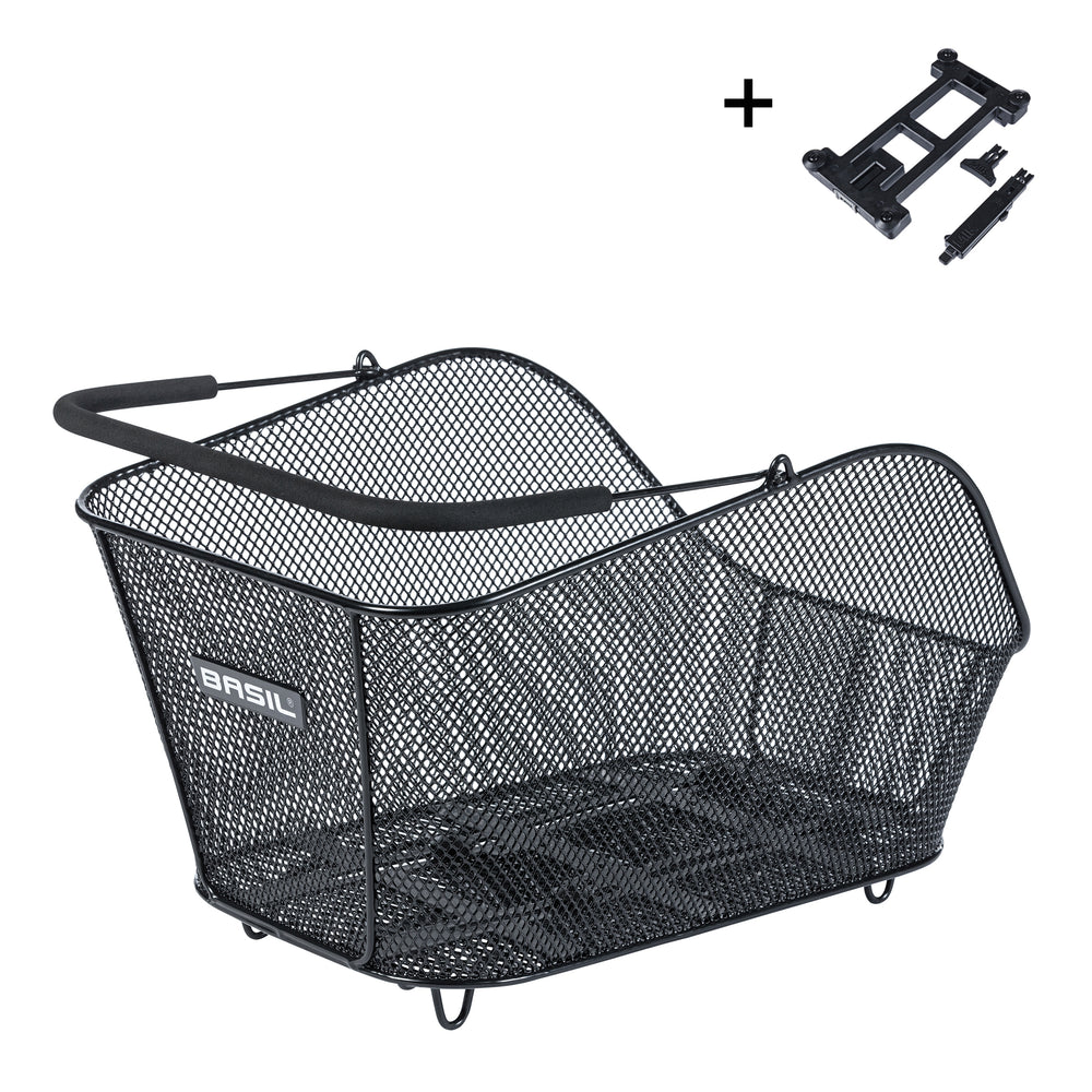 Kurv Basil Icon MIK 2.0 str. M (sort) Dimensioner: 39 x 24 x 14 cm, vol. 13 L. Leveres med formonteret MIK adapterplade.
