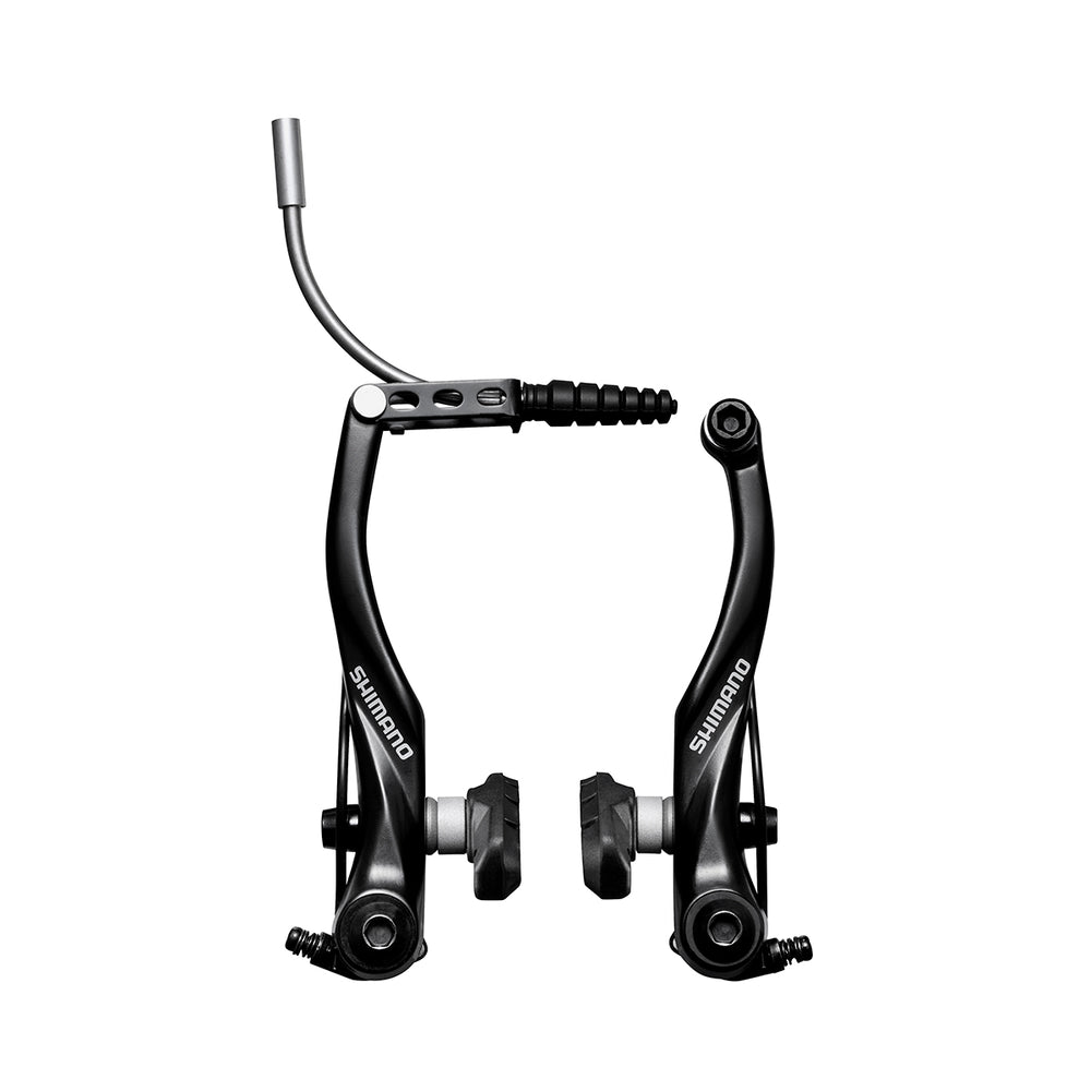 V-Bremse Shimano Alivio (sort). Montering: Front. Bremsearm (bue) længde: 107mm Bremseklodser: S65T