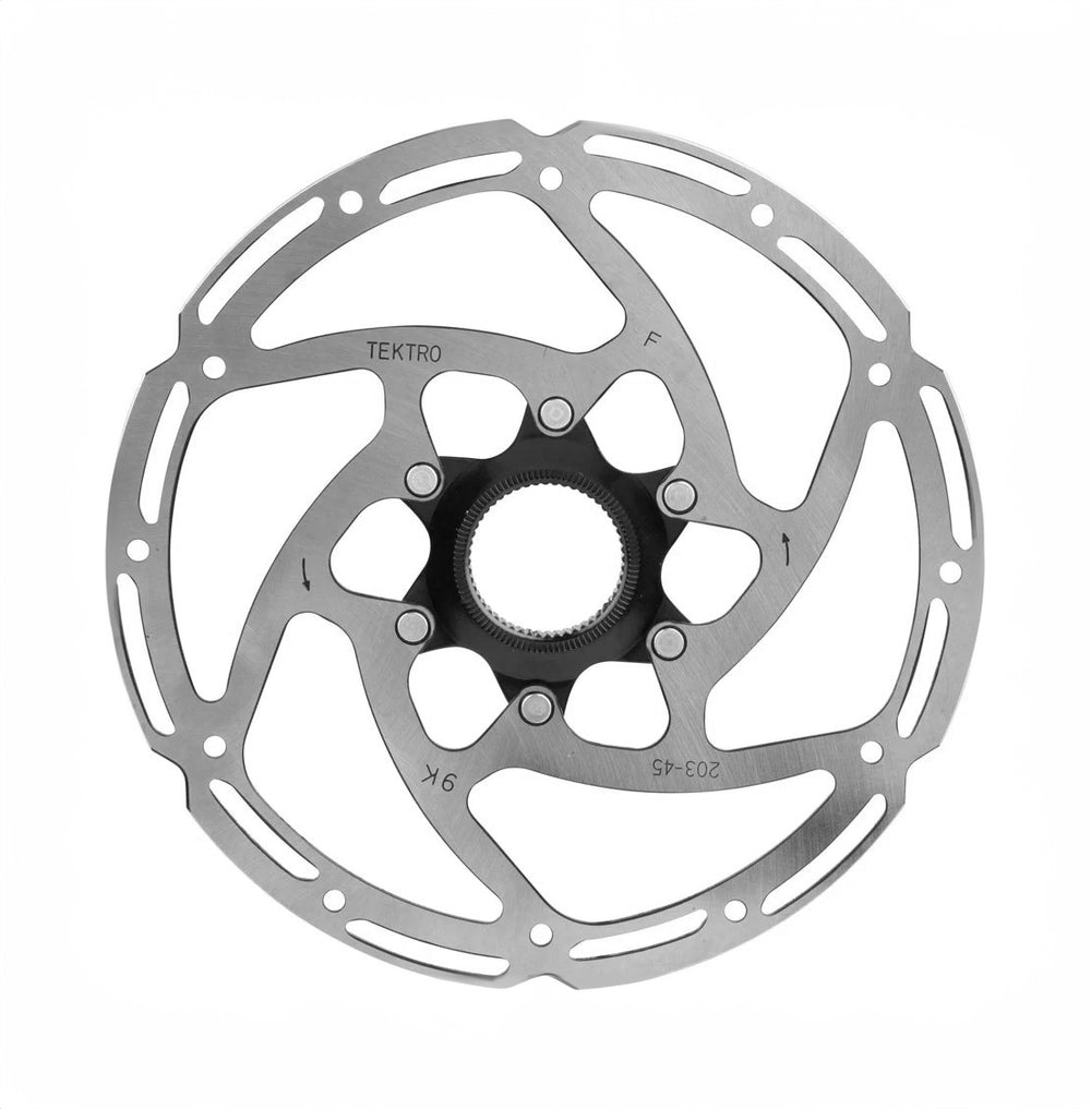 Tektro Ø180 2,3 mm, bremseskive til Centerlock. Stor effektmodulering, lang holdbarhed, afrunded kanter & slidindikator.