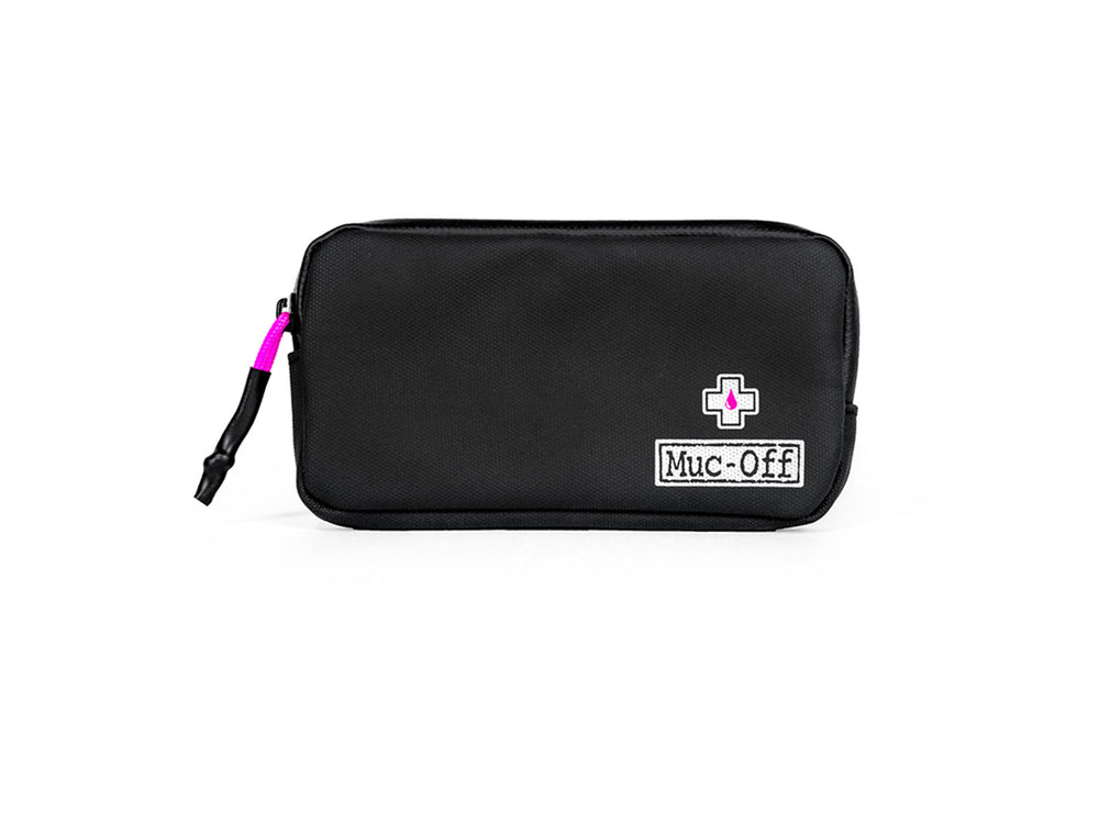 Mucoff Essentials case med sort design, perfekt til opbevaring af cykelplejeprodukter og tilbehør.