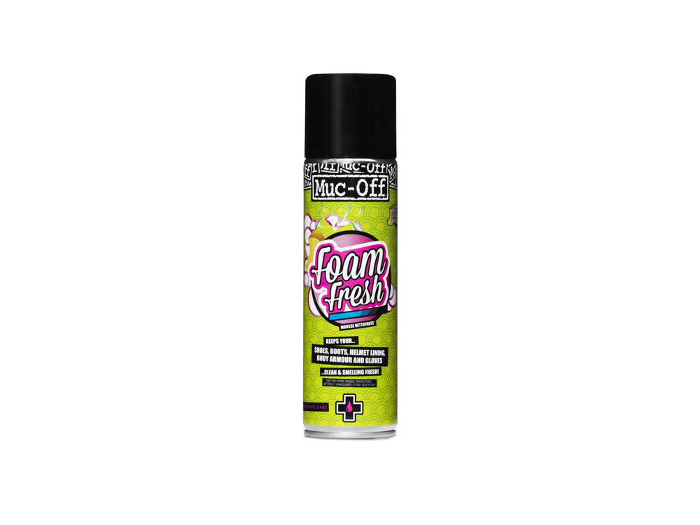 Billede af Mucoff Foam Fresh Cleaner, en skummende rengøringsmiddel til cykler og sportsudstyr, der effektivt fjerner snavs og beskytter overflader.