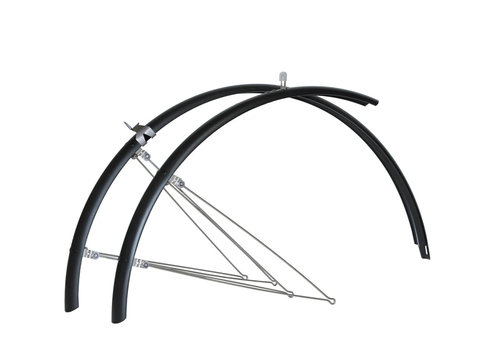 Bikepartner skærmsæt (matsort) 700C, 45 mm m/rustfri stivere. Sælges i pakker med 5 sæt. Papæsken er påtrykt nr. 6