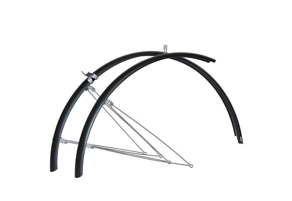 Bikepartner skærmsæt (matsort) 26”, 60 mm m/rustfri stivere. Sælges i pakker med 5 sæt. Papæsken er påtrykt nr. 8