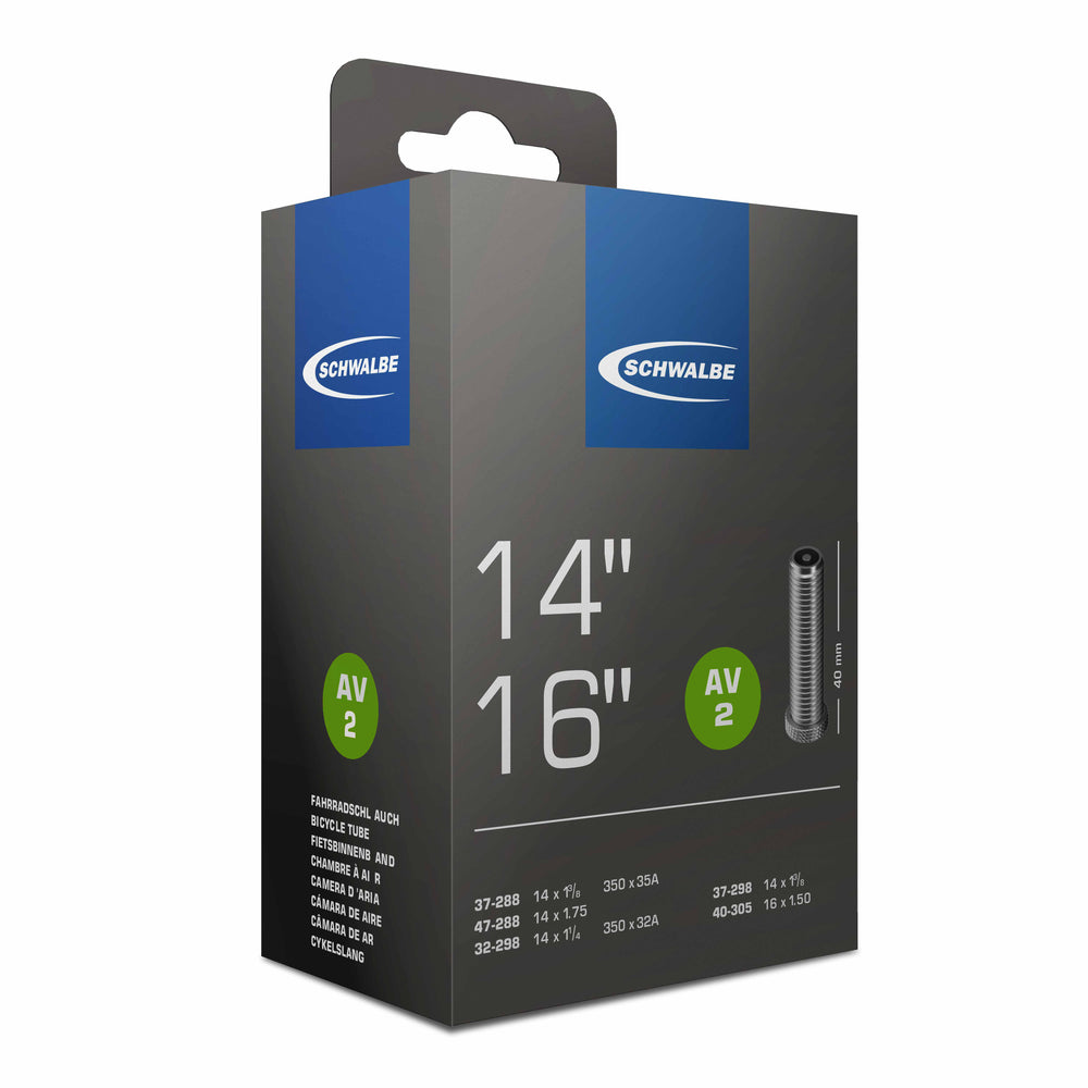 Slange Schwalbe 14x1 3/8 AV2 æske AV40 org.nr.10462360 (37/47-288)350A