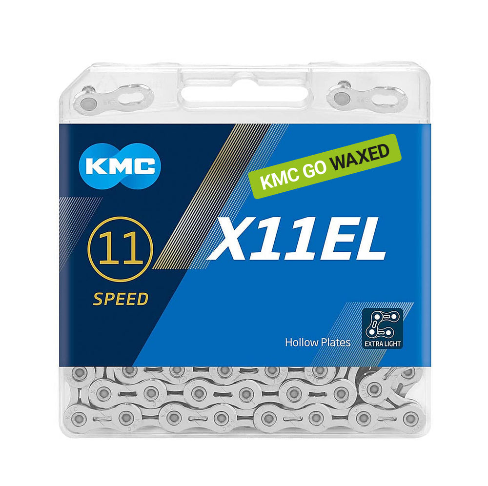 Kæde KMC X11EL 118L (sølv) 11-speed. kæden er behandlet med voks. Leveres i æske.