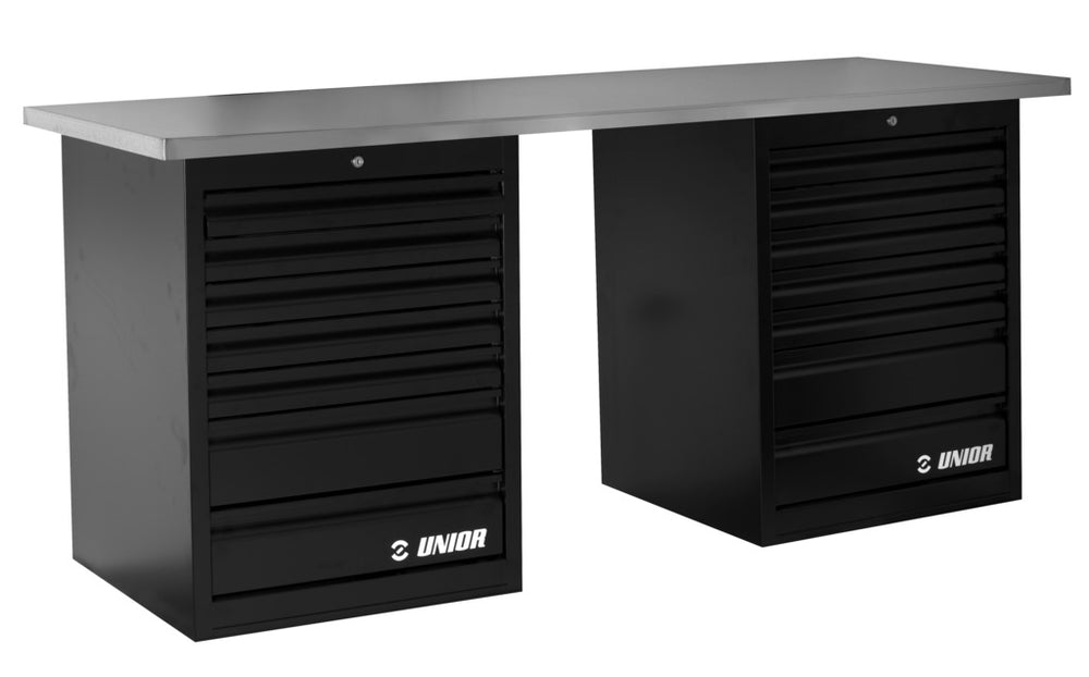 UNIOR Tech bench With two wide cabinets