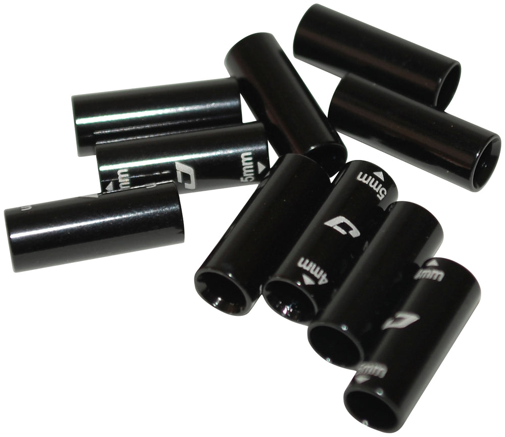 Jagwire yderkabelende housing connector sealed kits 45mm alu sort (10 stk)