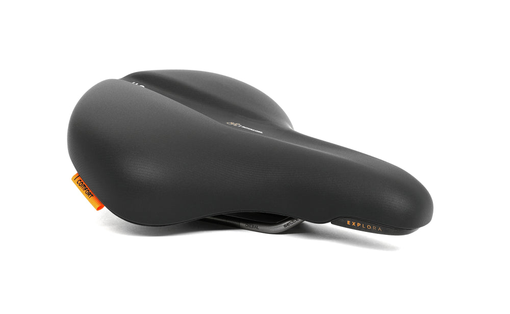 Sadel (unisex) fra Selle Royal model Explora. 90 kørestilling, Royal Gel, RVL tech, Durango Cover (100 % vandtæt), ergonomisk kanal m.m.