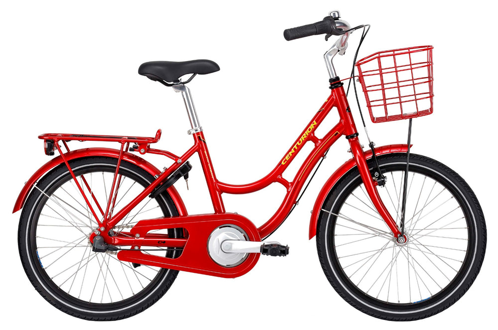 Cykel til piger i blank rød med 3 gear, Centurion Basic Urban+.