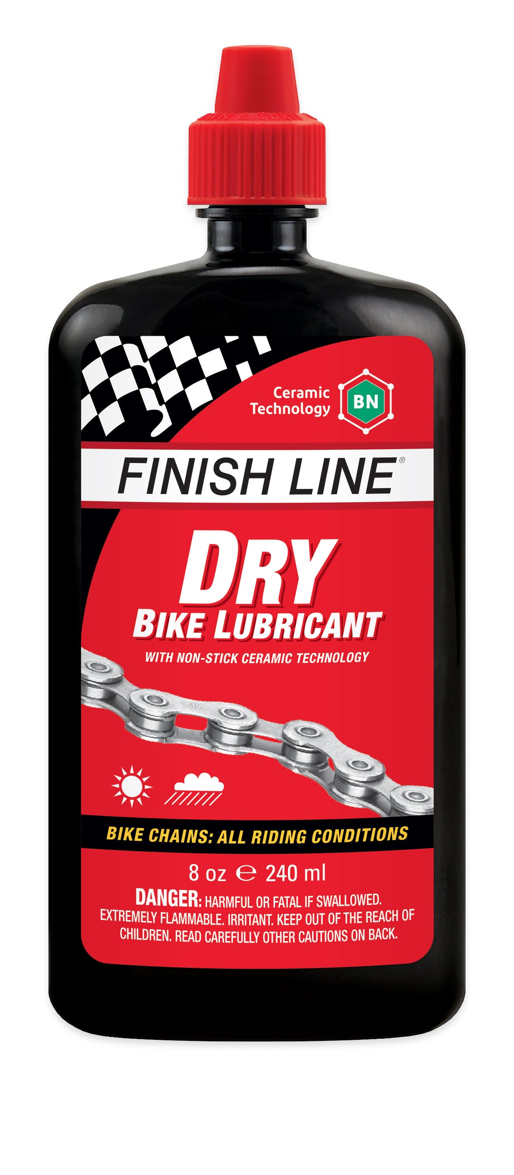 Finish Line Dry Lube olie (bornitrid) 240ml (8oz) flaske rød