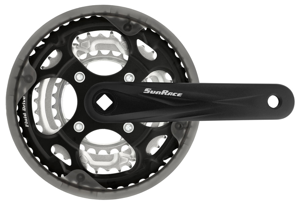 SunRace kranksæt MTB 48/38/28T 170mm m/disc 127/129mm krankboks sort