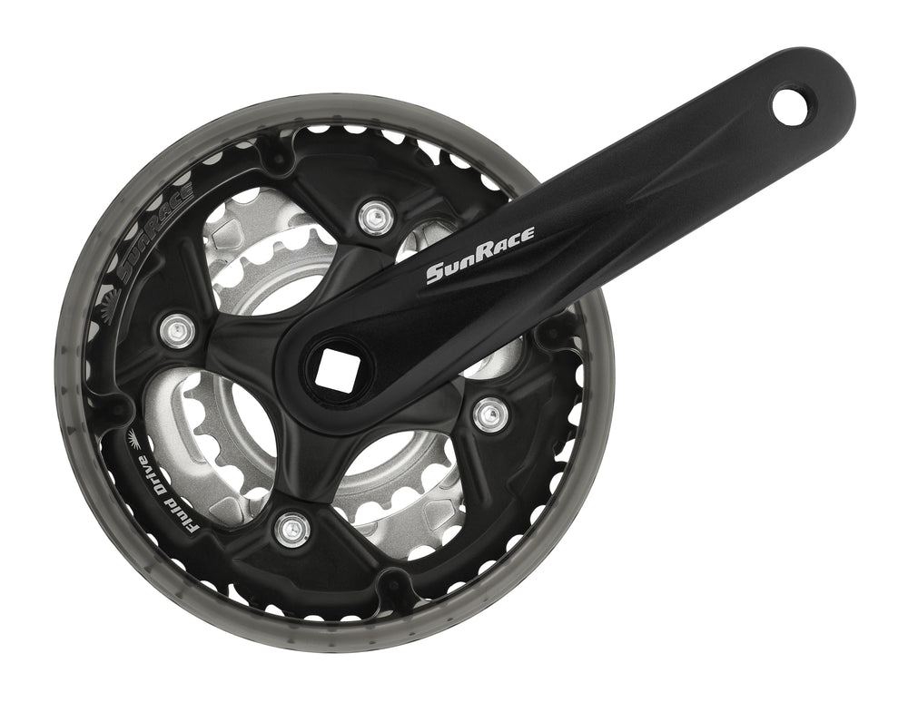SunRace kranksæt MTB 7/8sp 42/34/24T 170mm m. disc BOX127mm sort