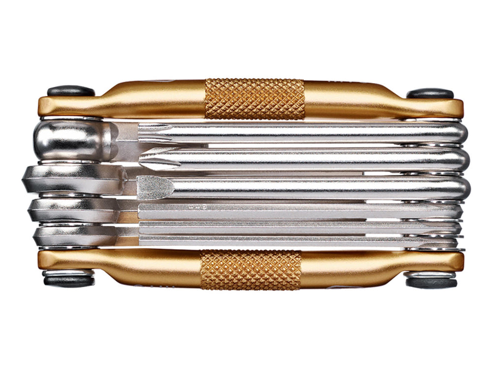 Billede af Crankbrothers M10 multitool i metal med flere funktioner, designet til cyklister.