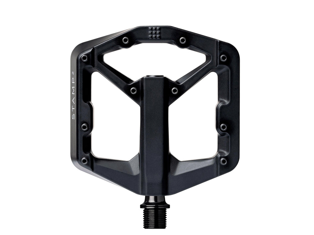 Billede af Crankbrothers Stamp 2 Small pedaler i sort, designet til at give et solidt greb og støtte til cyklister.