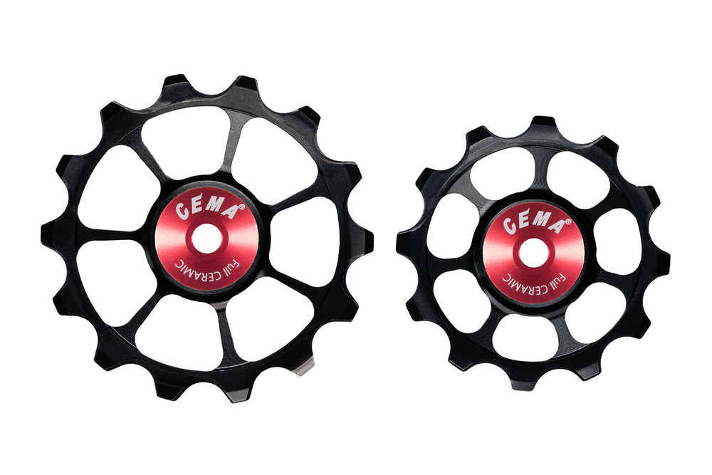 Kædeførerhjul Cema Aluminium Sort 12/14 T, Shimano lang arm Fuld Ceramic lejer 10/11 sp