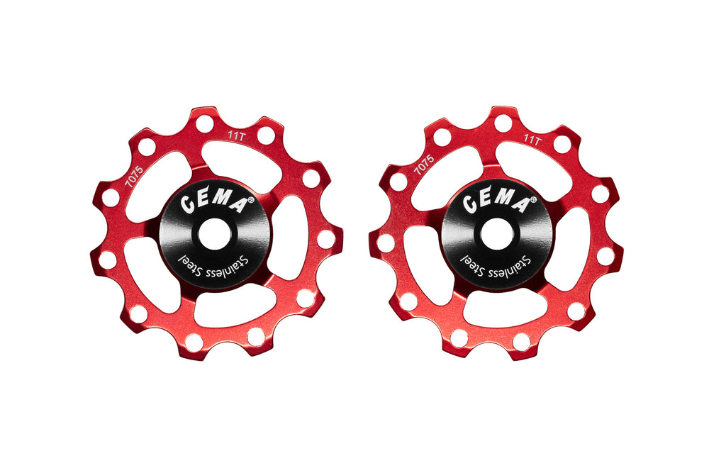 Kædeførerhjul Cema Aluminium Rød 11T Shim/Sram 9/10/11 RF Stål SRC-JW-R001-SS
