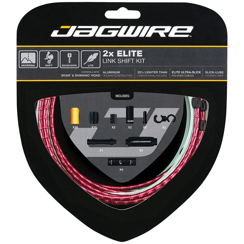 Jagwire 2x Elite Link gearkabelsæt 2300mm RoadMTB STS-EL wire rød