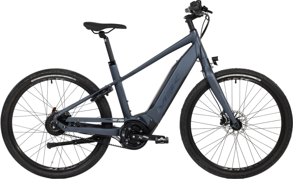MBK Octane Cross E Unisex Belt Blå cykel med moderne design, blå ramme og sorte hjul, velegnet til både mænd og kvinder.