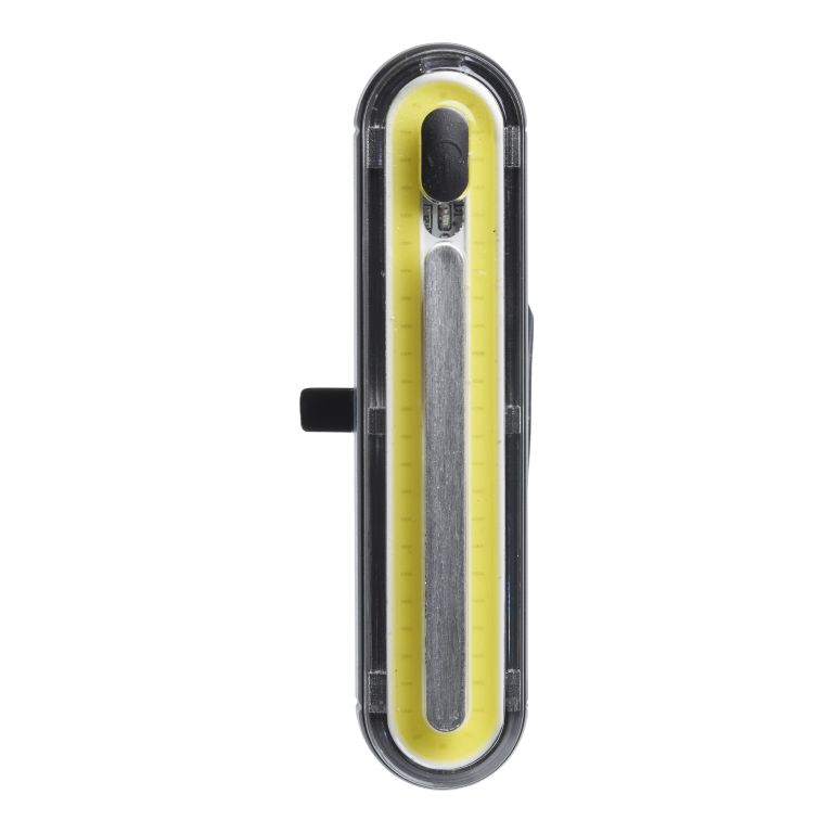 Produktbillede af Forlygte Abus Gemini 240 Lumen USB Genopladelig, monteret på en cykelstyr i dagslys.