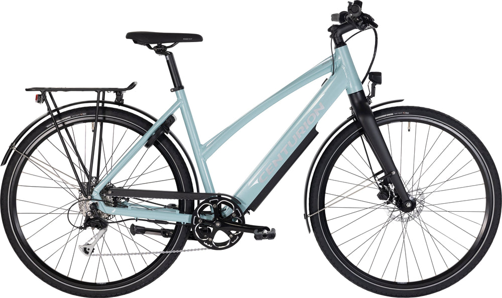 Centurion Zero E Dame Turkis elcykel med elegant design, turkis farve og komfortabelt sæde, perfekt til bykørsel.