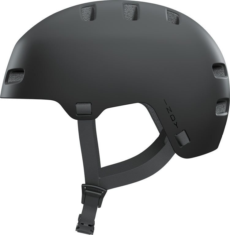Sort cykelhjelm med glat overflade og justerbar rem, produktnavn: Hjelm Indy Velvet Black.