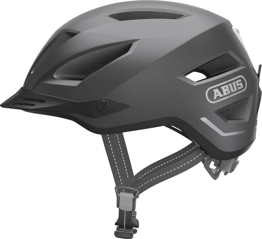 Cykelhjelm Abus Pedelec 2.0 Titan, en moderne grå cykelhjelm med ventilation og justerbar pasform.