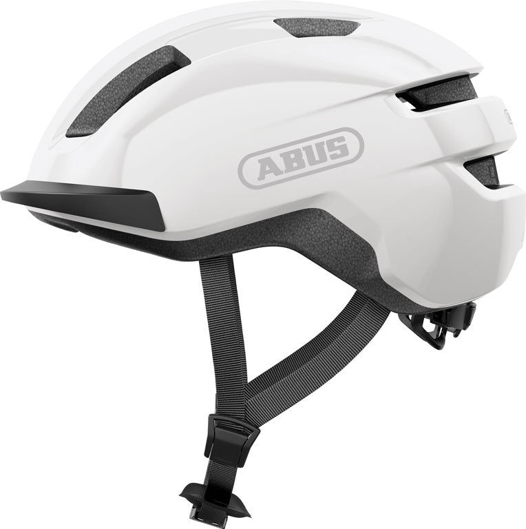 Hjelm Purl Y Shiny White: En skinnende hvid cykelhjelm med moderne design og ventilation, perfekt til sikker cykling.