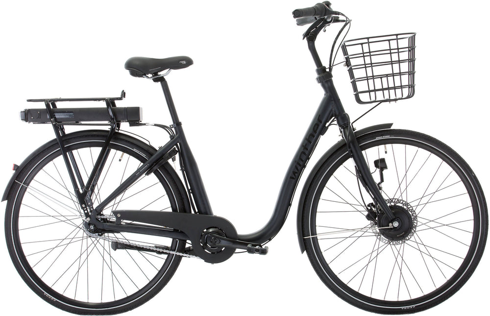 Winther Easy Boarding Dame 7 Gear 46cm Matsort 2020 cykel med lav indstigning, sort stel og komfortabelt sæde.