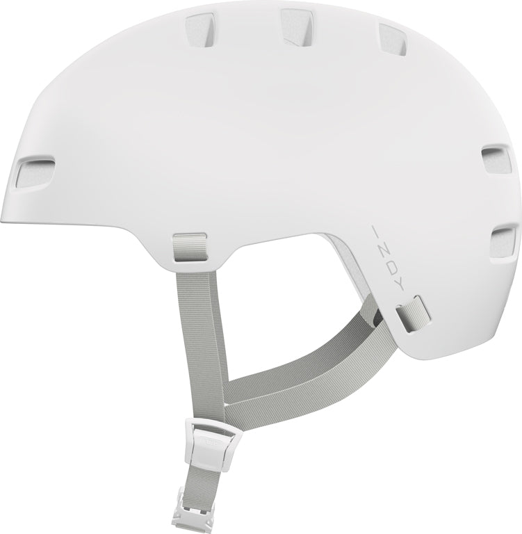 Hvid cykelhjelm fra Indy, model Pure White, med glat overflade og justerbar rem.