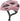Cykelhjelm Abus Macator Shiny Rose på en hvid baggrund, viser hjelmens elegante design og skinnende rosafarve.