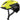 En gul cykelhjelm med sort logo, produktnavn: Hjelm Purl Y Ace Signal Yellow, vises på en hvid baggrund.